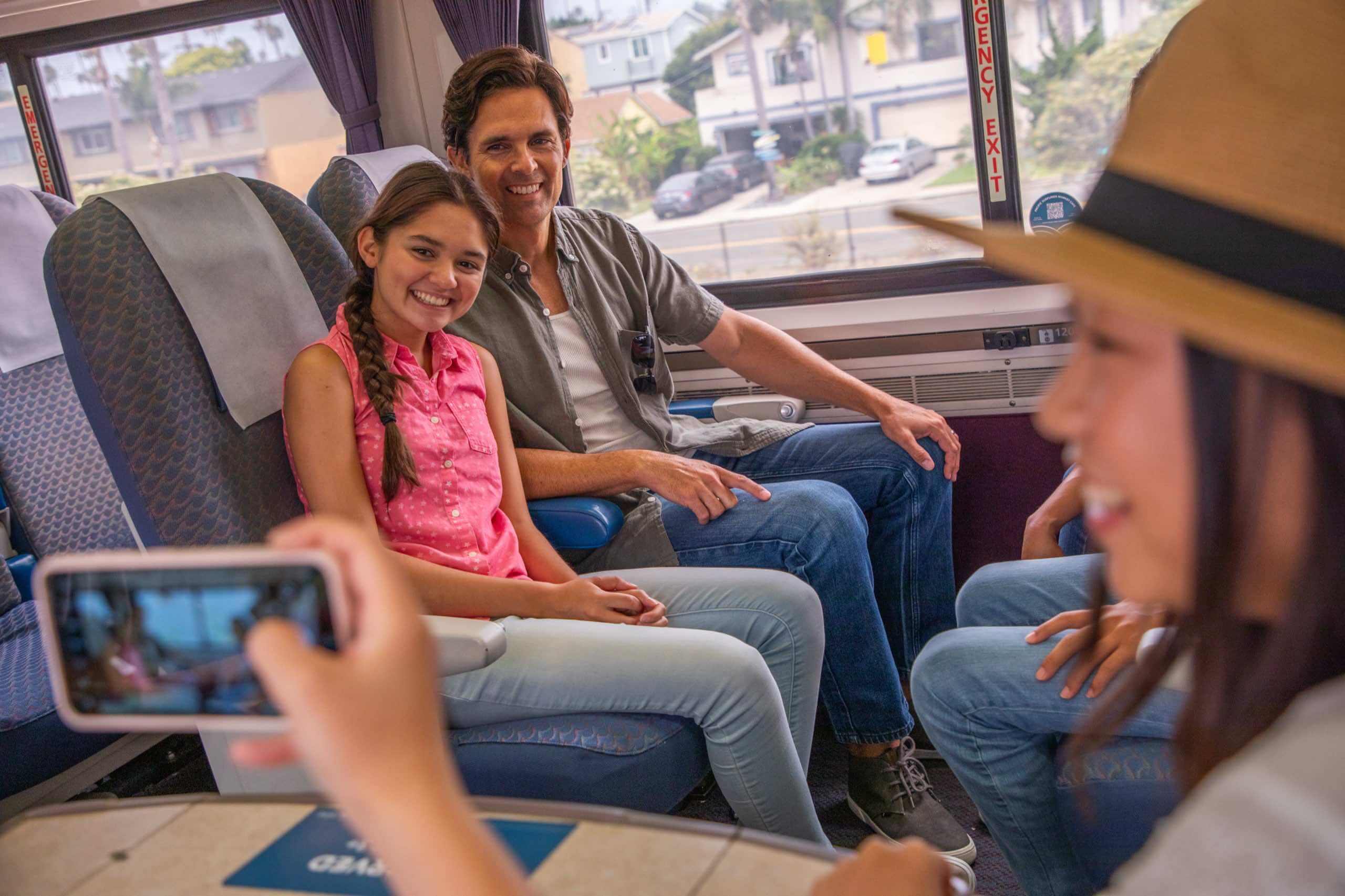 Family in a train