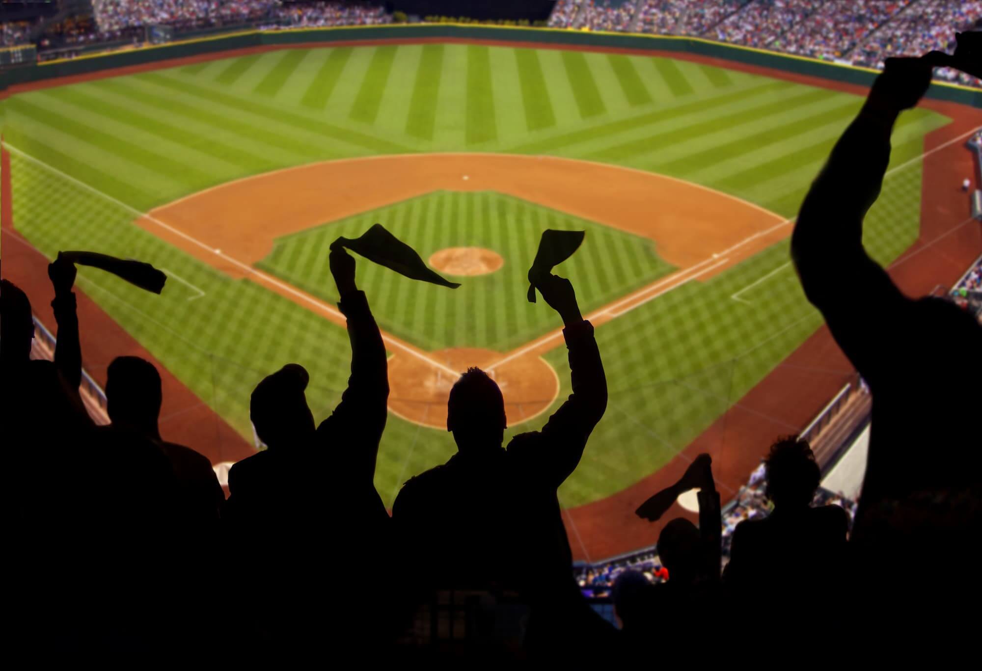 fans cheer at baseball game