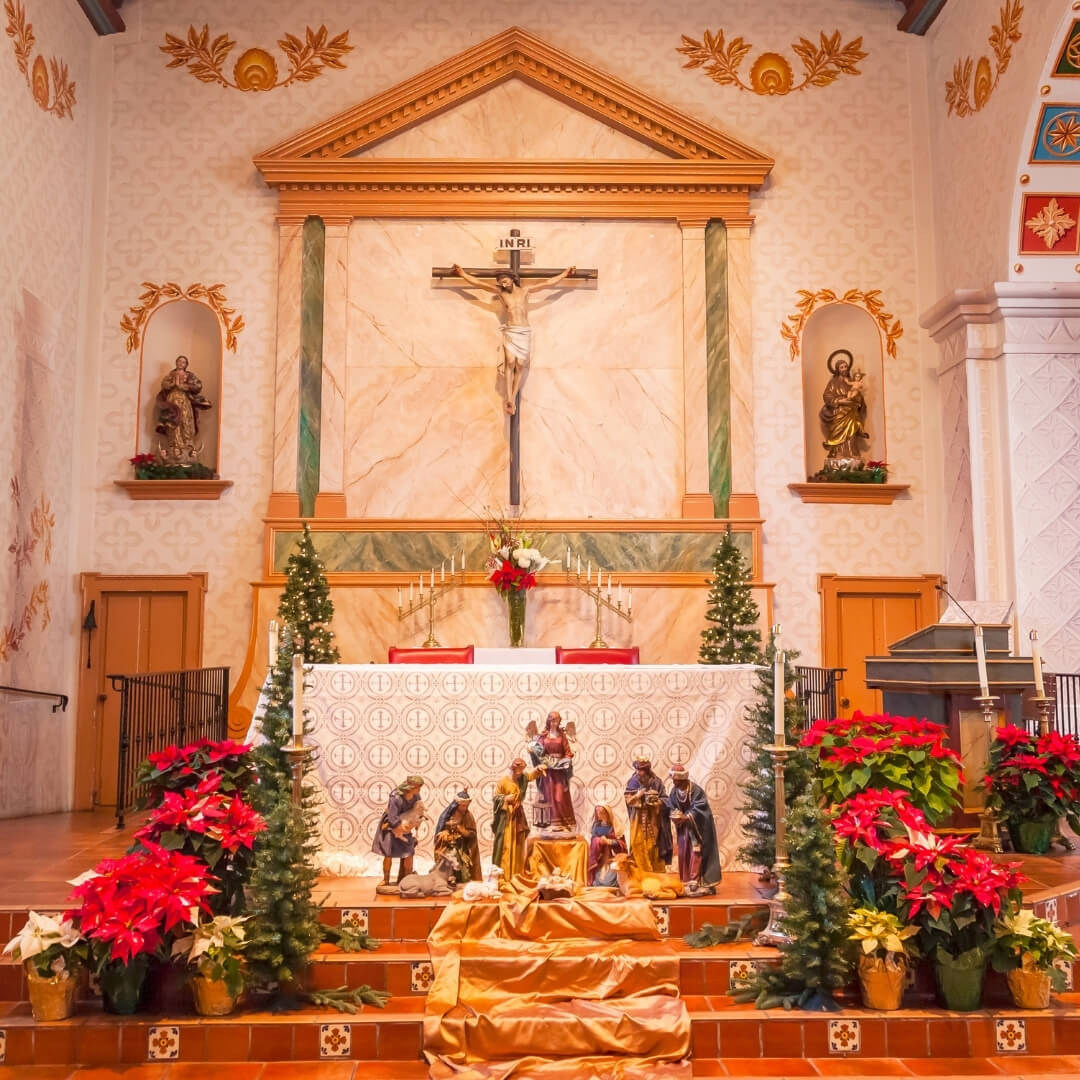 An elaborate altar inside Mission San Luis Obispo de Tolosa, San Luis Obispo.