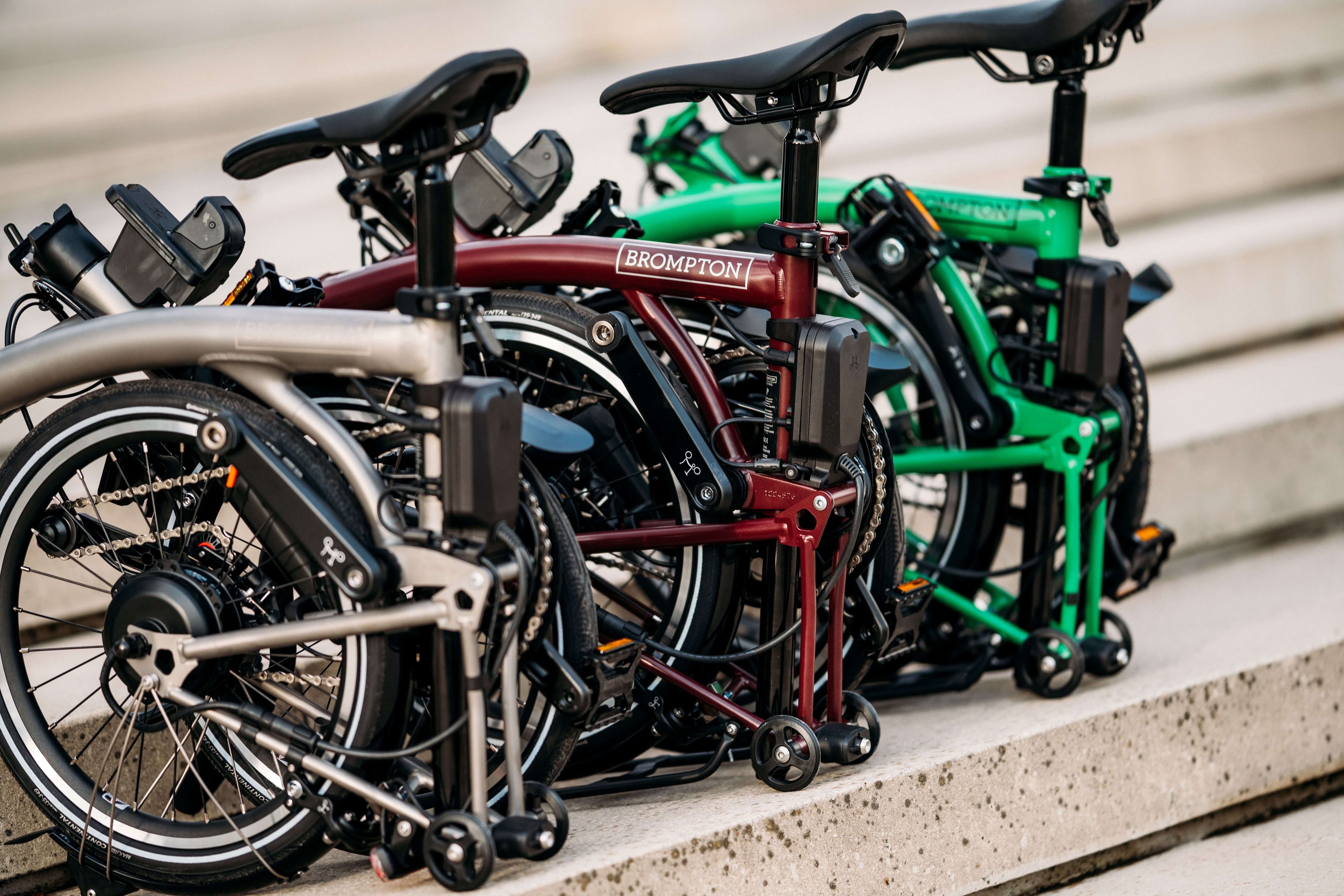 row of folding bikes