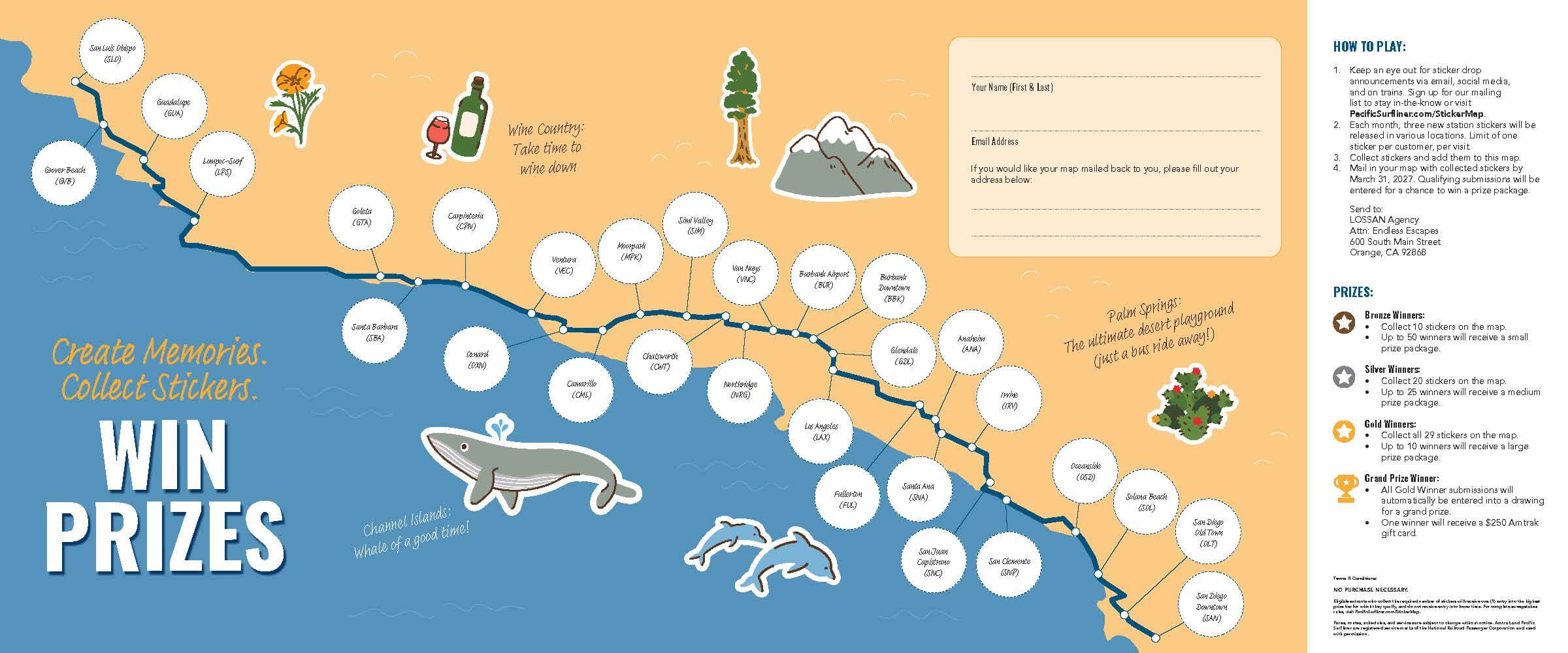 Pacific Surfliner Endless Escapes campaign map front